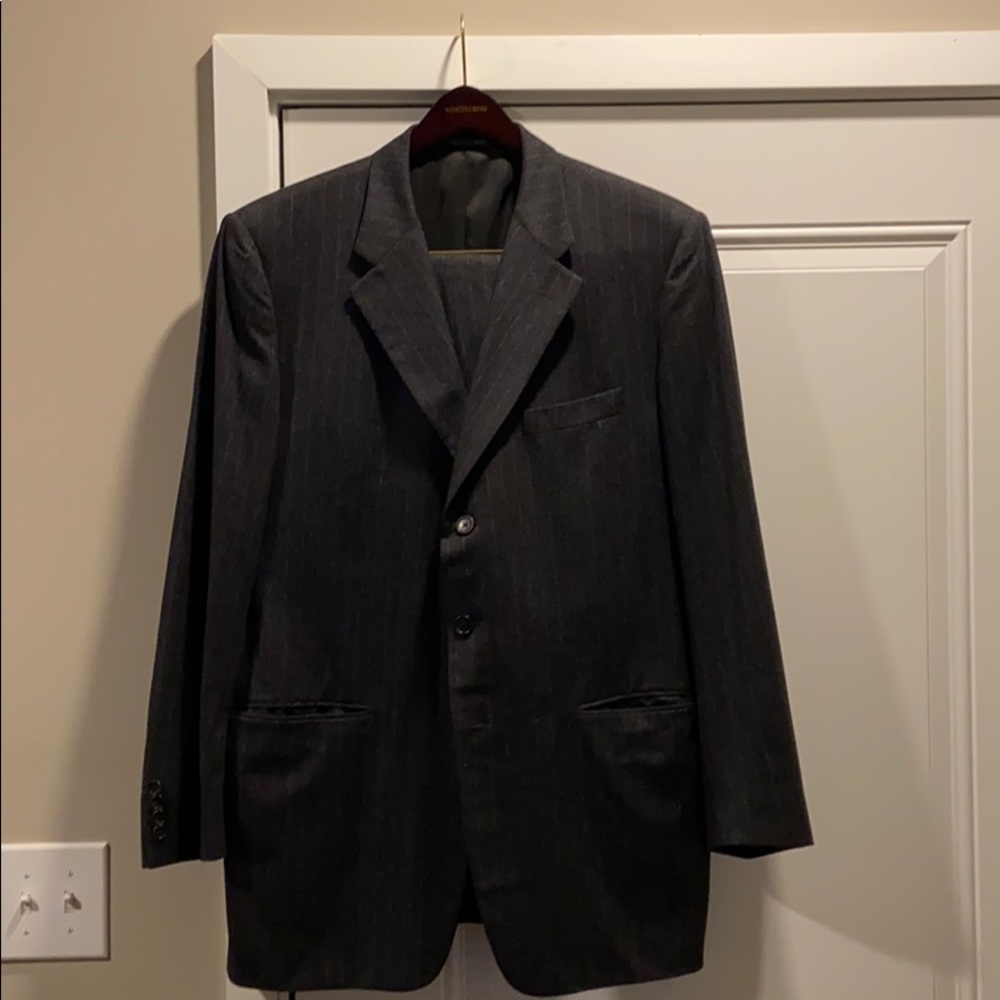 Corneliani Wool Suite Grey Pinstripe 56L
